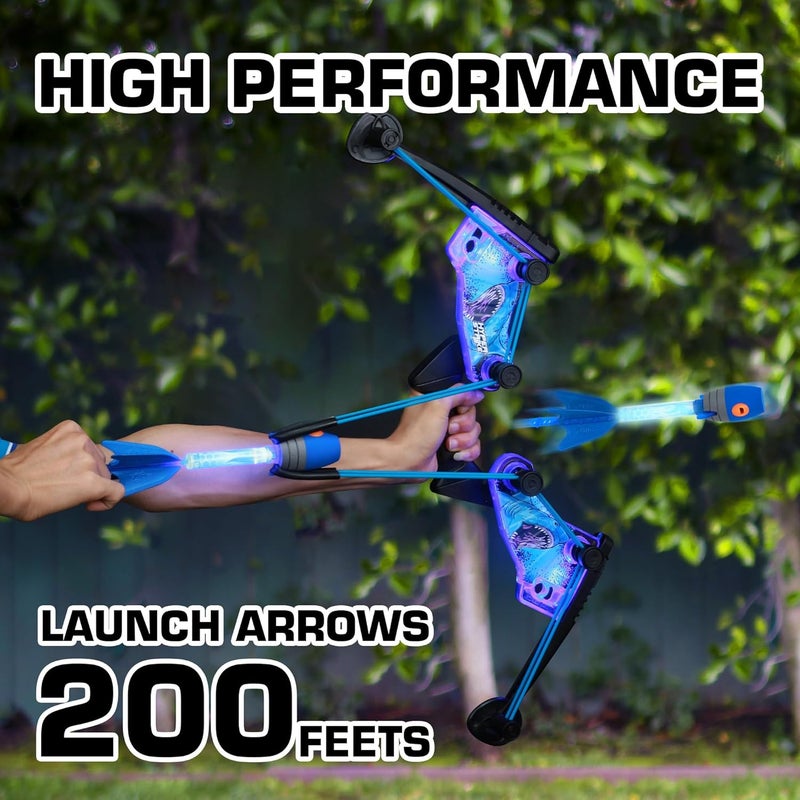 Zing HyperStrike FireTek Bow Archer Pack, Light Up Bow and Light Up Zonic Whistle Arrows, Shoots Arrows Over 200ft, Outdoor Play with Friends and Family, for Ages 14+ (Blue) - Image 5